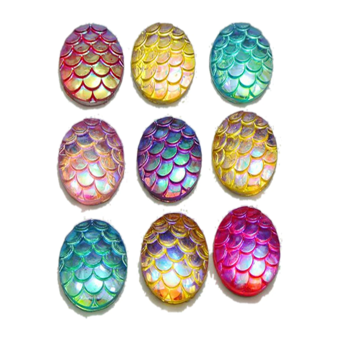 100 Flatback Resin Round Fish Scale Pattern Cabochon 12mm Colour for Choice