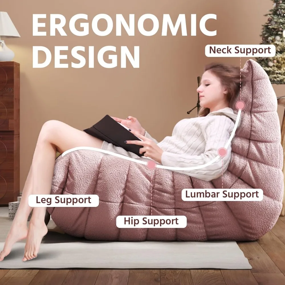 كراسي بين باج كبيرة للبالغين مع رغوة عالية المرونة للمراهقين، قاعدة مضادة للانزلاق، راحة فيراسايد معززة #6