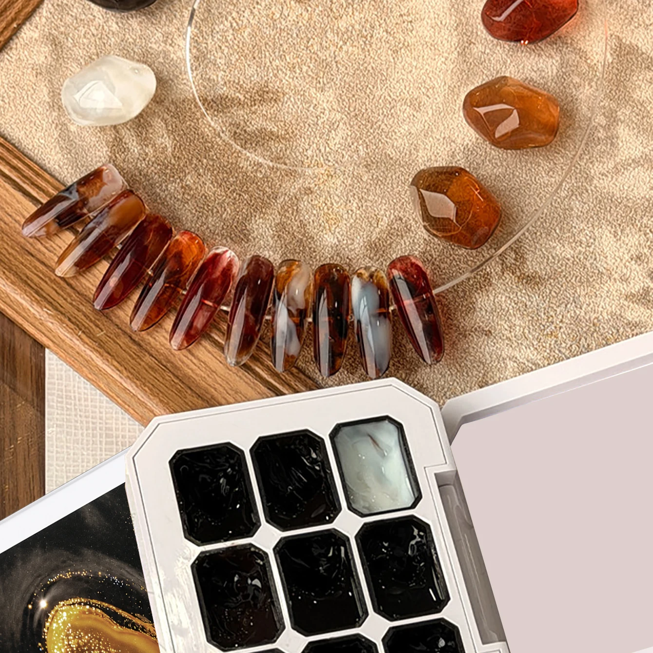 9-Fächer Nagelkunst-Glas-Ombre-Pudding-Gel - 2026 Herbst Neuheit Eis-Klar Karamell-Bernstein Glas-Ombre Nagelkunst Herbst-Winter-Essential – Detail 6