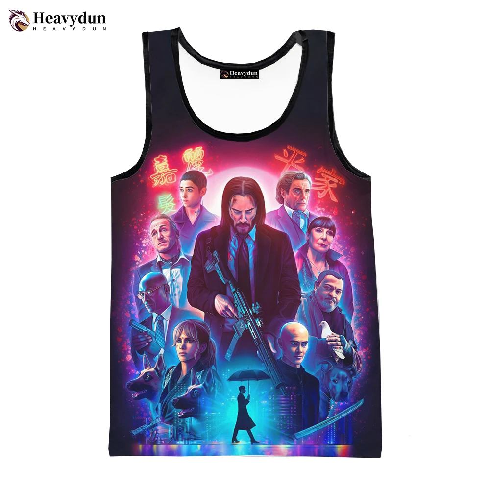 2023 New Fashion John Wick 3D Printed Tank Tops Sleeveless Shirts Harajuku Streetwear Oversized Tops Tees Cool Vest