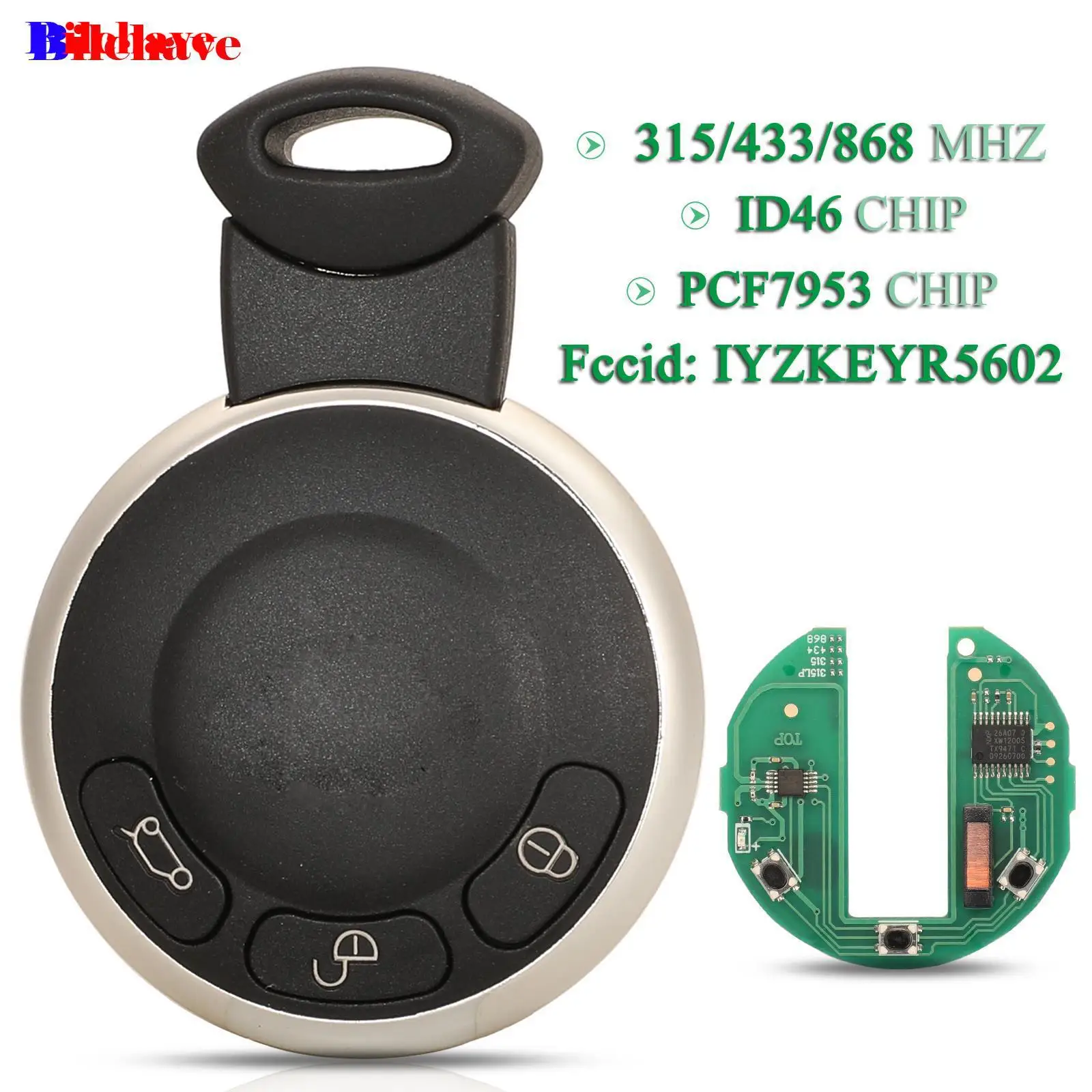 jingyuqin 3 Buttons For BMW MINI R56/LCI CLUBMAN R55/LCI COUPÉ R58 Remote Car Key 315/433/868MHz PCF7953 Chip IYZKEYR5602