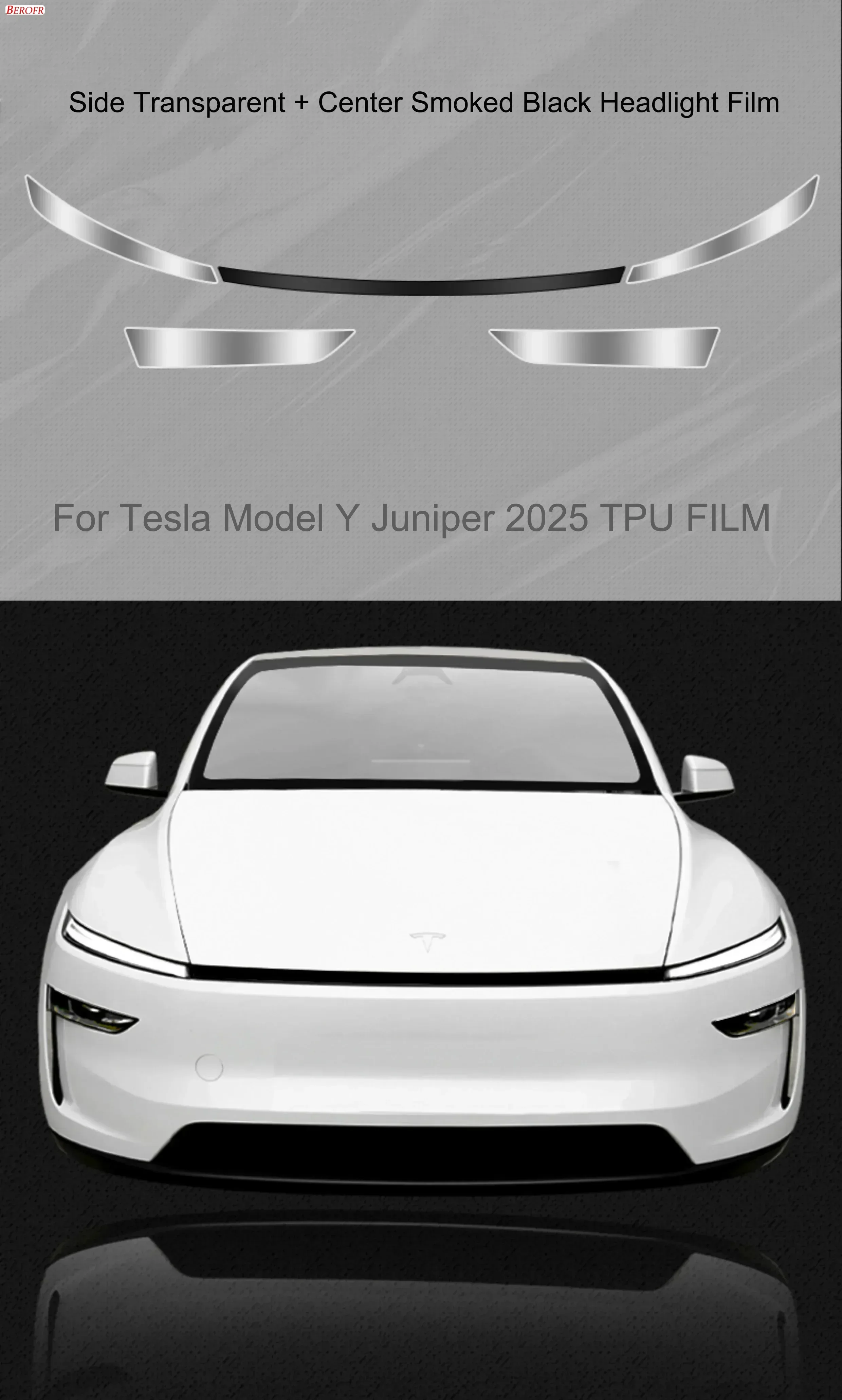 Headlamp Protective Film for Tesla Model Y Juniper 2025 Launch TPU Transparent Smoked Black Headlight Film Decor Car Accessories