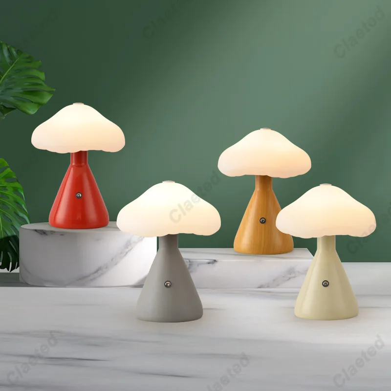 

Mushroom Table Lamp Usb Camping Lamp Touch Charging Desk Lamp Atmosphere Bedroom Bedside Led Night Light Room Home Decor Lamp