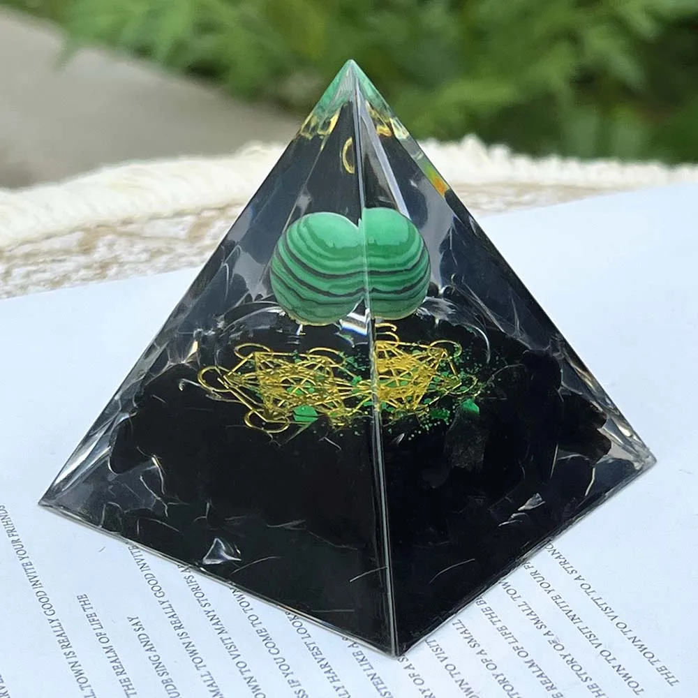 Orgone Pyramid Obsidian Healing Crystal Energy Orgonite Pyramide Emf Protection Meditation Tool Quartz Home Decor Crafts
