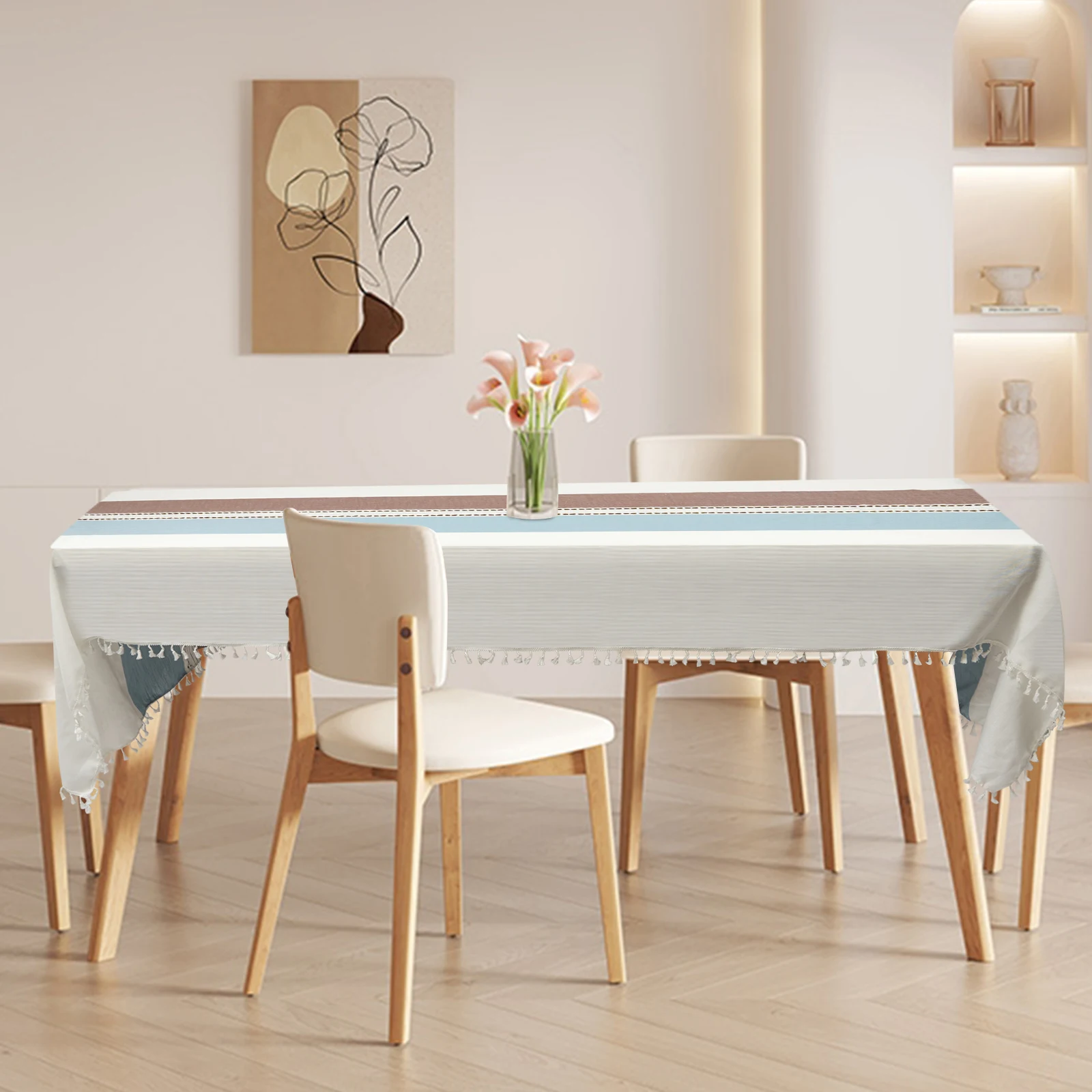 

Прямоугольные скатерти (140x300 см) — водонепроницаемое покрытие (стойкое к разливу), аккуратные прошитые края, 2,65 фунта (хорошая драпировка), складное (прост в магазине)