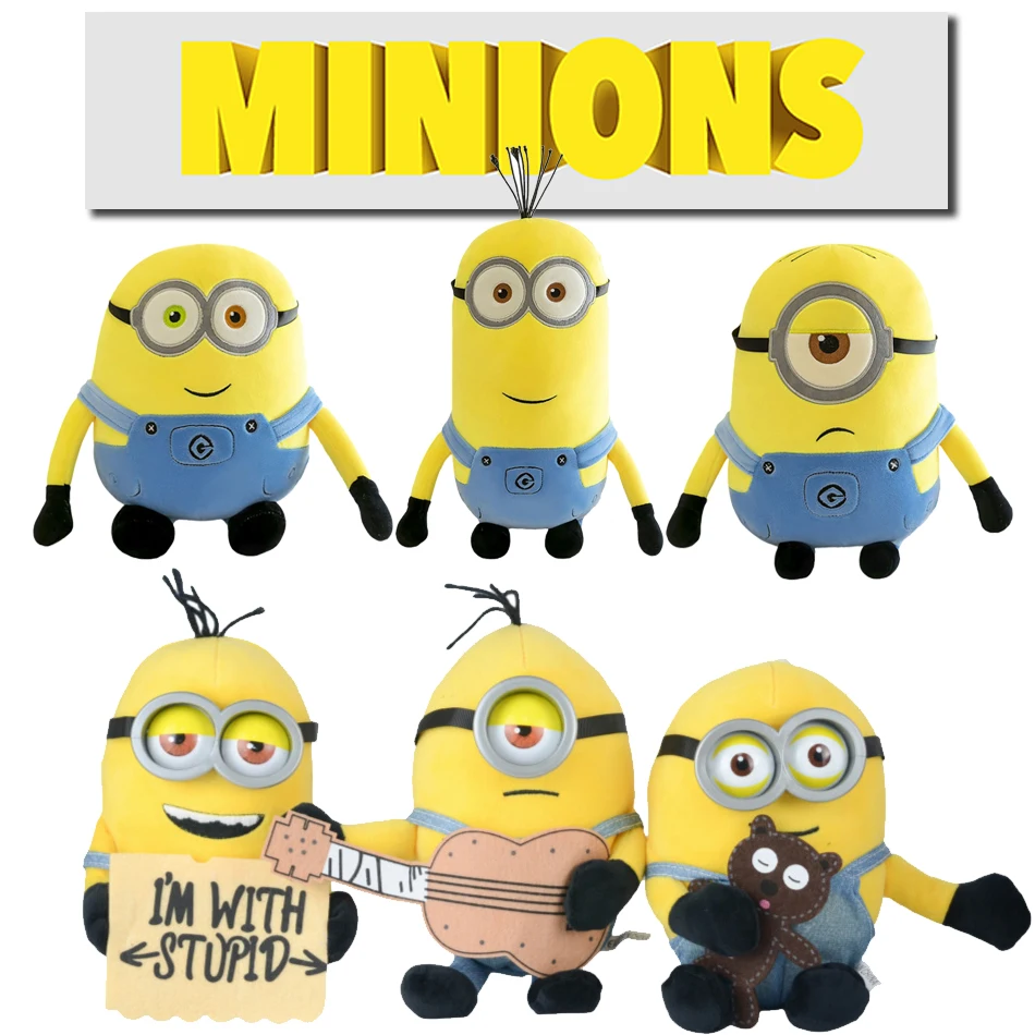 Hot Despicable Me Cute Minions Anime Characters Yellow Plush Bob Stuart In Jeans Soft Dolls Toys Hobbies Christmas Birthday Gift