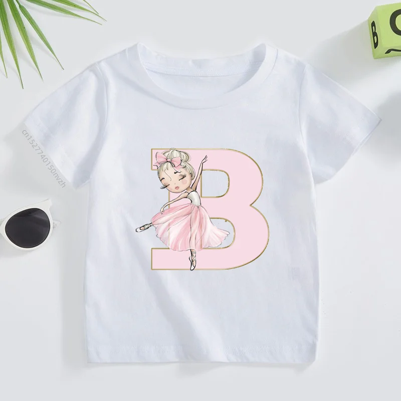 Girls Personalised Ballerina Printed T-shirt  Ballet Tshirt Personalized Gift for Dancer Toddlers Tee Clothes