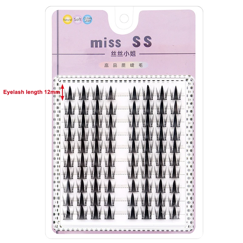 Simulation False Eyelashes Comic Elf Self Adhesive Individual Cluster Reusable Segmented Winged Thick Lash Extension 12mm