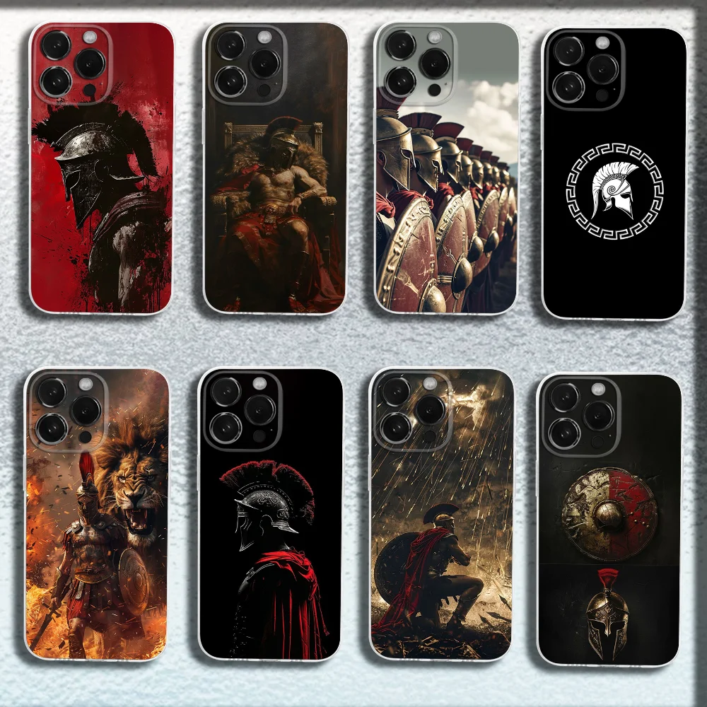 

Spartan Warrior Phone Case For iPhone 16,15,14,13,12,11 Plus,Pro,Max,XR,XS,X,Plus,SE,Mini Transparent Soft Cover