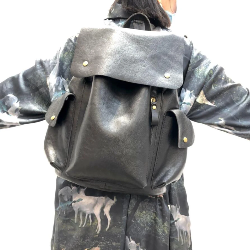 

Рюкзак из натуральной воловьей кожи для женщин, повседневная дорожная сумка для ноутбука