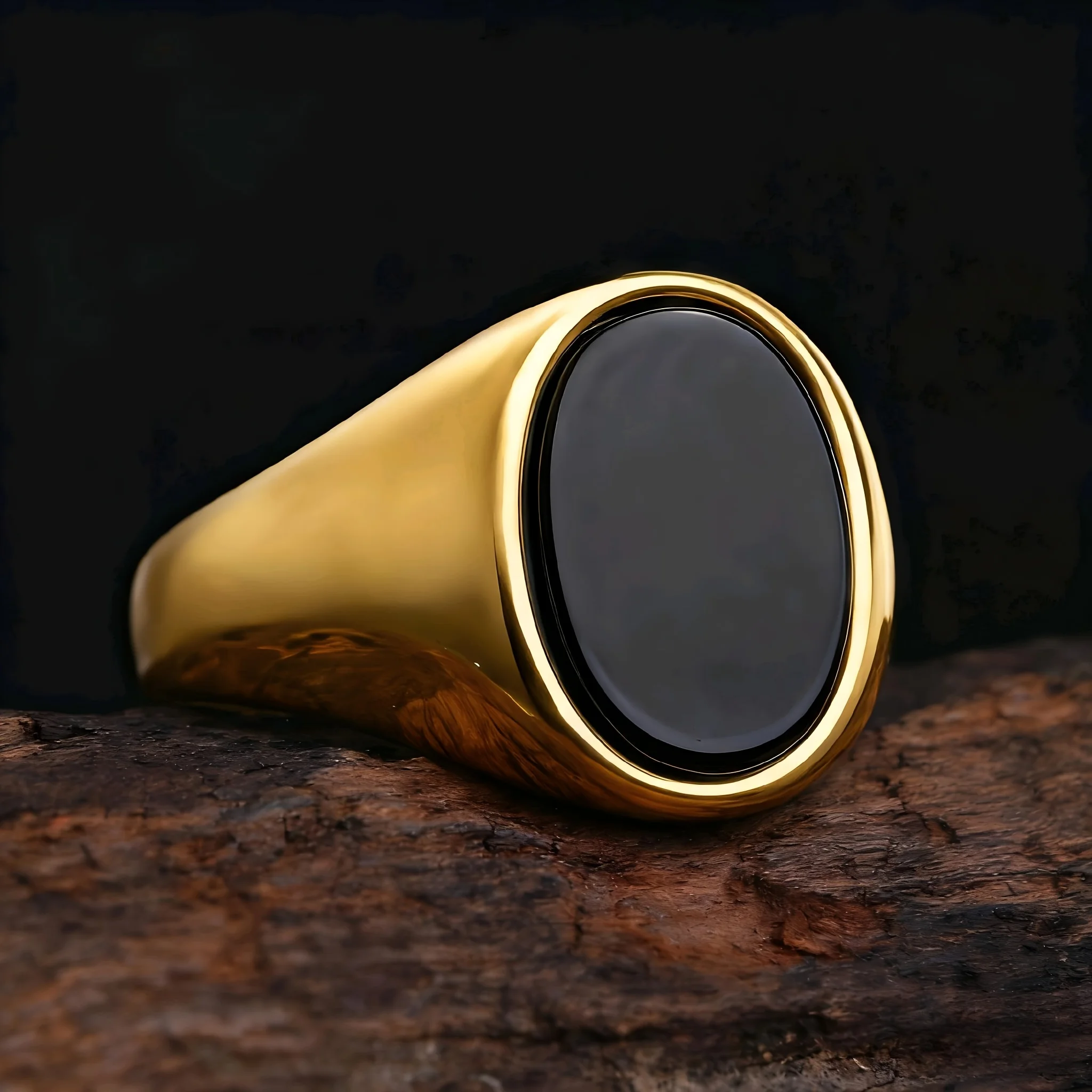 R3326 Men's/Women High Quality 316L Stainless Steel Onyx Rings