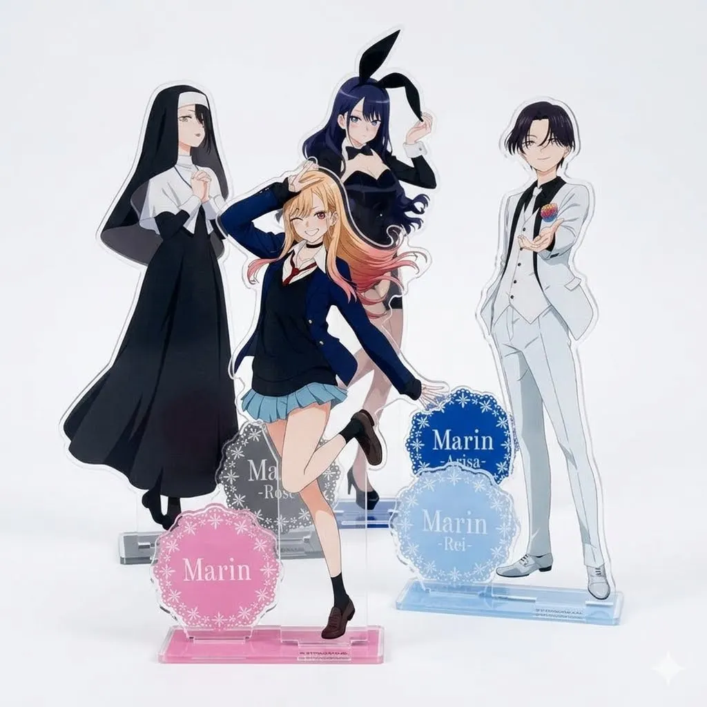 Sono Bisque Doll Marin Kitagawa Sajuna Wakana Gojo School Uniform 15cm Acrylic Stand Keychain Keyring My Dress-Up Darling Decor