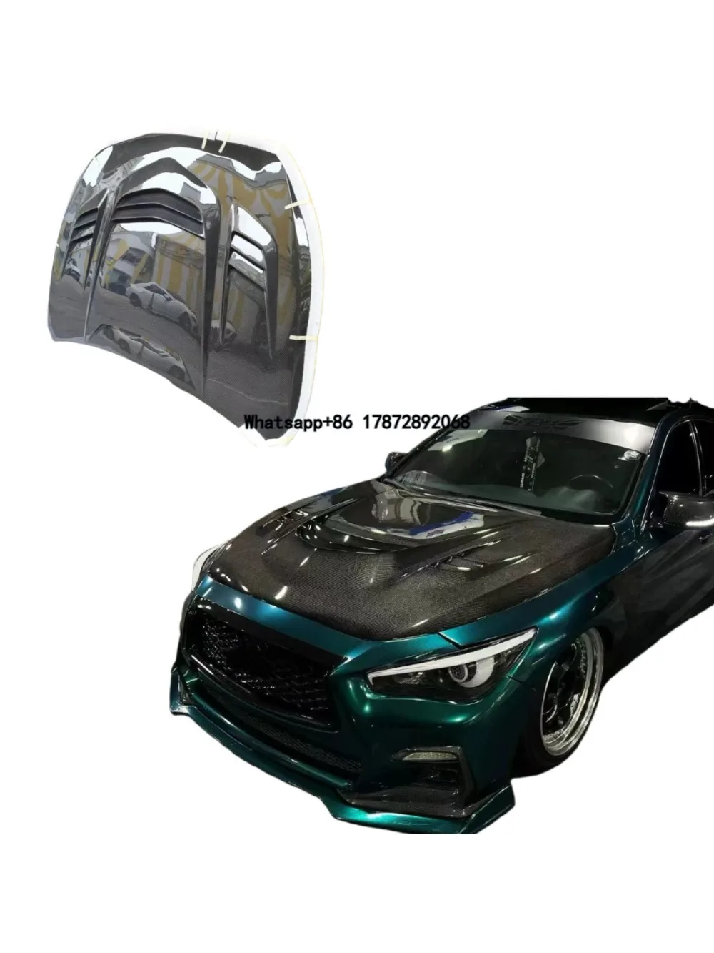 

V-style Carbon Fiber Hood for Infiniti Q50 Carbon Fiber Engine Cover