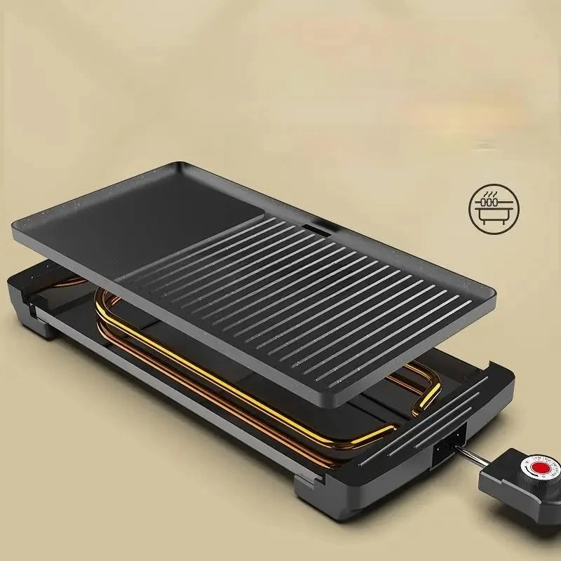 Household Smokeless Barbecue Machine Oven Baking Tray Electric Hot Plate Teppanyaki 220V Multifunctional Electric Barbecue Grill