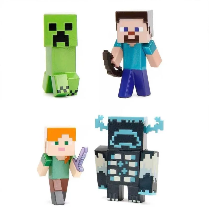 Figuras Metálicas Jada de Minecraft: Steve, Alex, Creeper, Warden, Regalos de Aleación Metálica, Modelo de Juguete, Figuras de Anime Coleccionables, Adornos