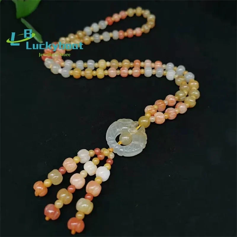 Natural Jade Pendant Hand Carved Jadeite Fine Necklace for Woman Men Pendants Fashion Jewelry Man Chain Beads Necklace