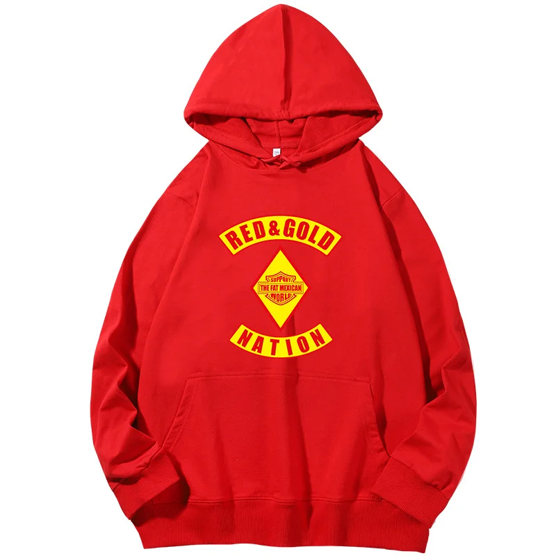 Red and Gold Nation Bandidos fashion graphic Hooded sweatshirts Spring Autumn Hooded Shirt essentials hoodie Men\'s sportswear