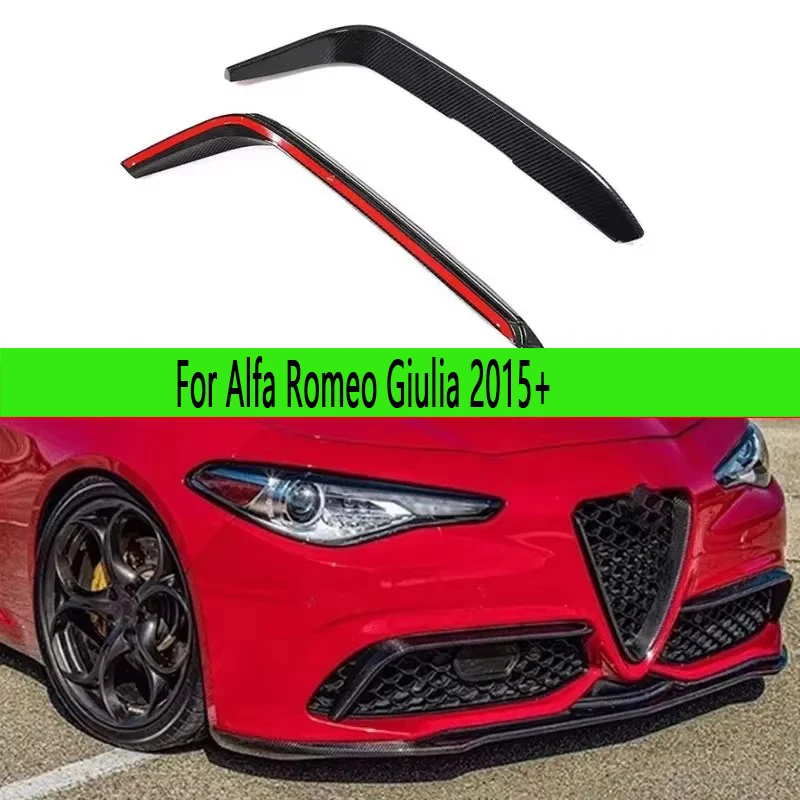 For Alfa Romeo Giulia 2015+ Carbon Fiber wind knife Front Bumper Side Splitter Car Wind Blade Trims body kit