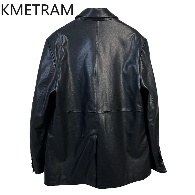 Kurtka damska ze 100% skóry owczej, luźna, o średniej długości, prawdziwa skóra, kurtki garniturowe damskie, jesień 2025, odzież damska, дубленка