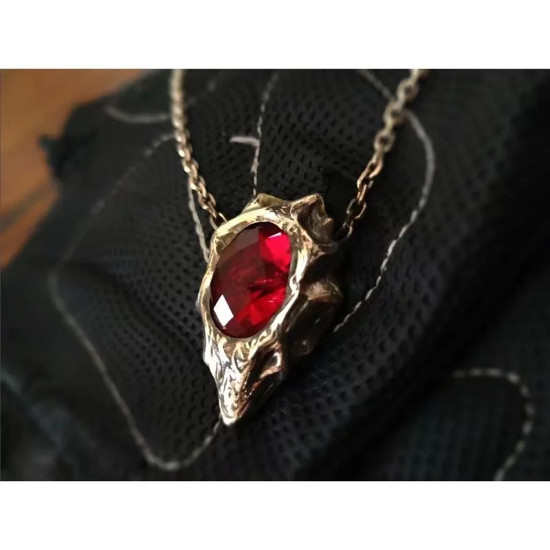 Necklace for Women Devil May Cry Necklaces Female Dante Jewelry Trend Neck Fashion Couples Party Gift Red Rhinestone Pendant