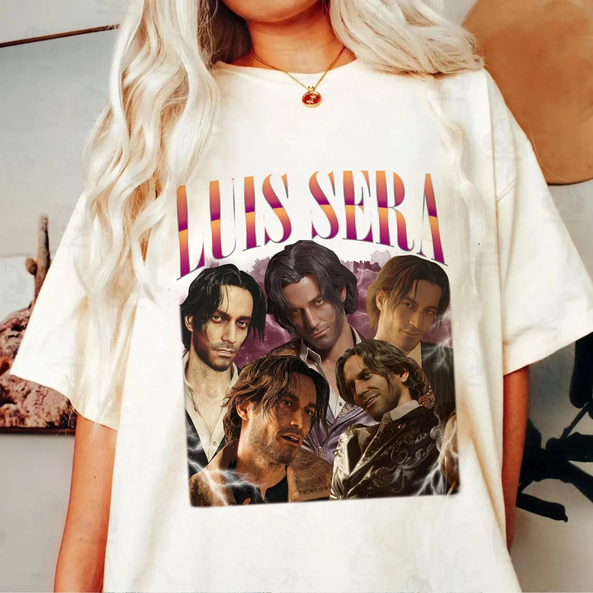 Camiseta estampada de Luis Sera Resident Evil 4, camiseta de algodón puro a la moda para primavera/verano para mujer, camiseta neutra de manga corta
