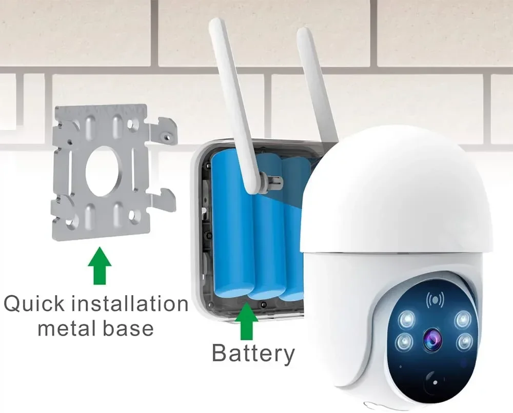 Glomarket Tuya Smart Wifi Solar Camera Outdoor Power Waterproof App Control Pir Motion Detect Security Smart Camera