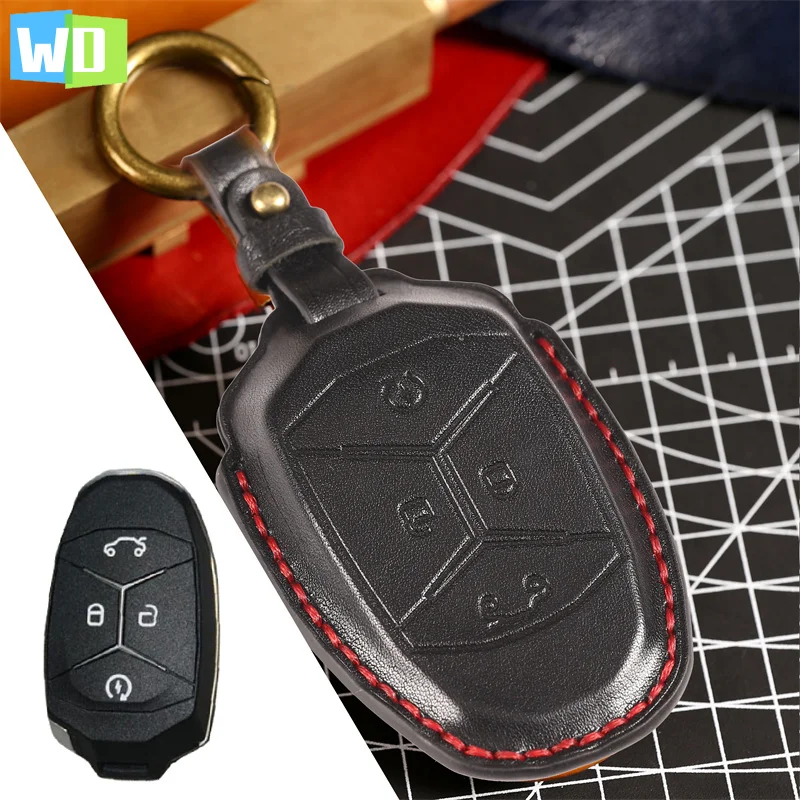 Leather Car Remote Key Cover Case For LYNK&CO Lynk Co 01 02 03 05 06 01 Key Shell Bag Holder Keychain Accessories