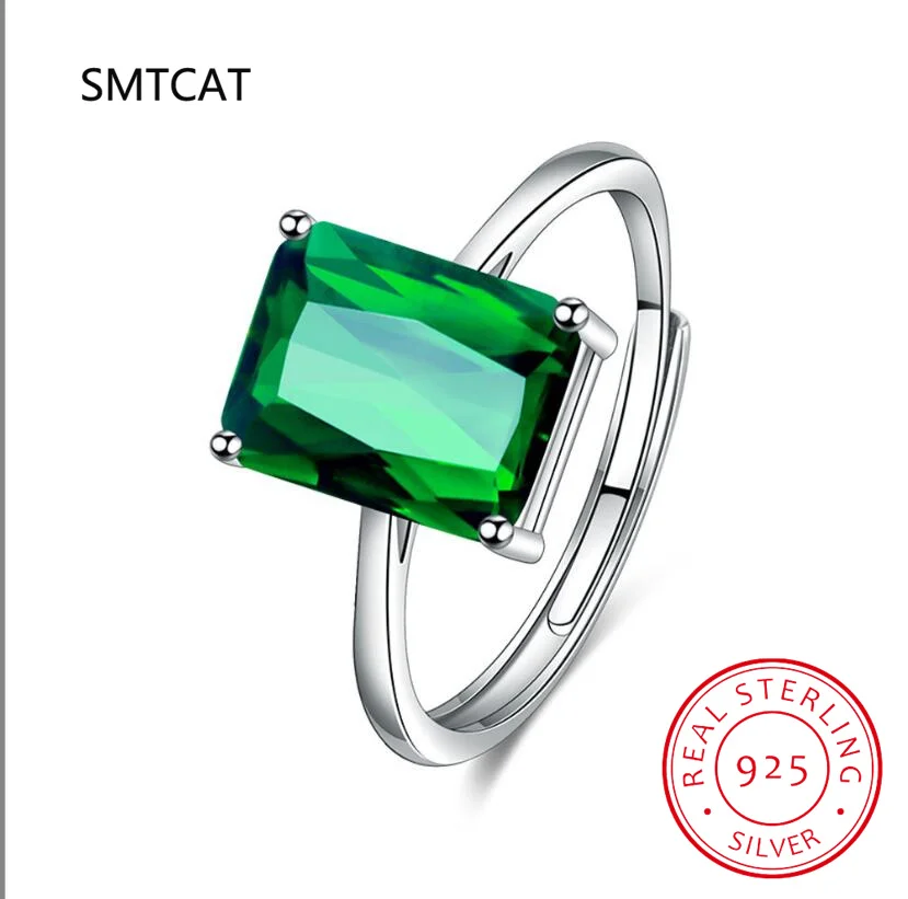 Total 6ct Green Simulated Nano Emerald 925 Sterling Silver Ring for elegant Women sets Daily Jewelry Gift exaggerate