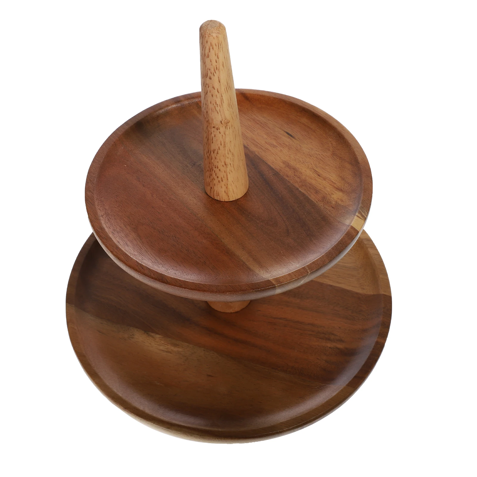 

1Pcs Solid Wood Fruit Plate Double Layer Snack Tray Multi-Functional Home Buffet Storage Candy Serving Display Stand