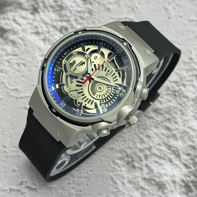 New Fashion Luxury Man Top Hollow Skeleton Faux Mechanical Watch Men Business Sports Quartz Watches Students Clock Reloj Hombre