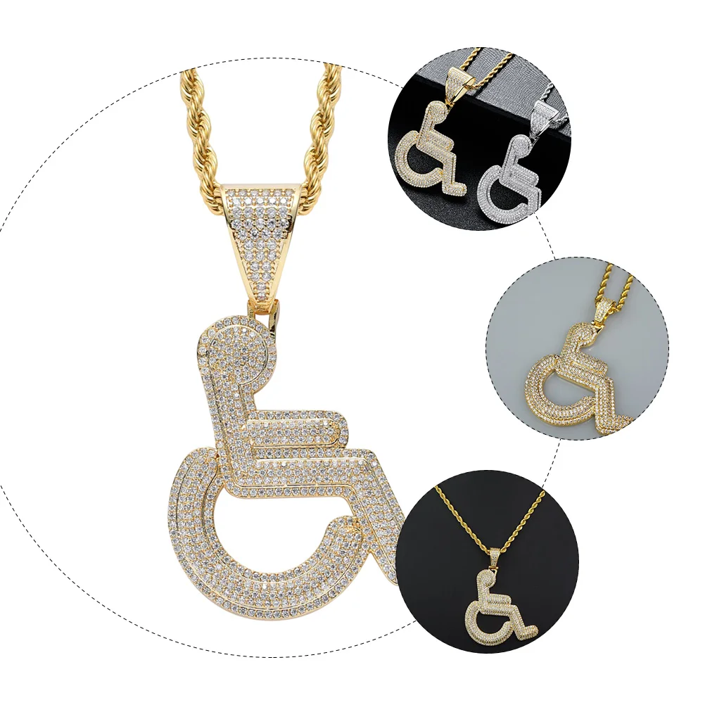 

1Pcs Unique Wheelchair User Shaped Pendant Necklace Creative Neck Accessory Stylish Personality Chain Gift for Friends