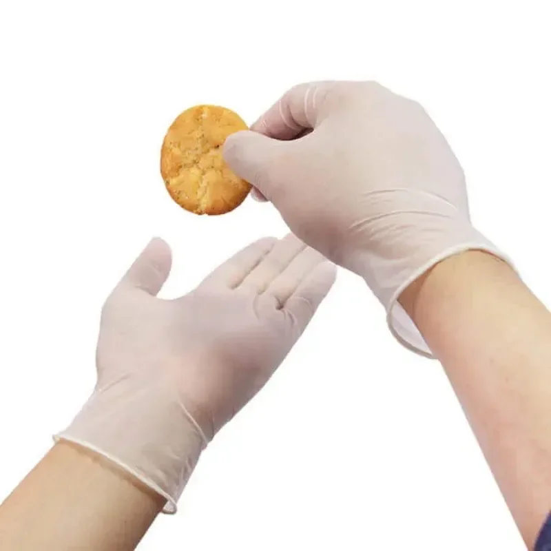 قفازات اللاتكس الخالية من المسحوق للاستعمال مرة واحدة ، قفازات بلاستيكية شفافة لتنظيف المطبخ ، والطبخ ، ومناولة الطعام ، والسلامة ، وعدم الانزلاق ، ومقاومة للماء