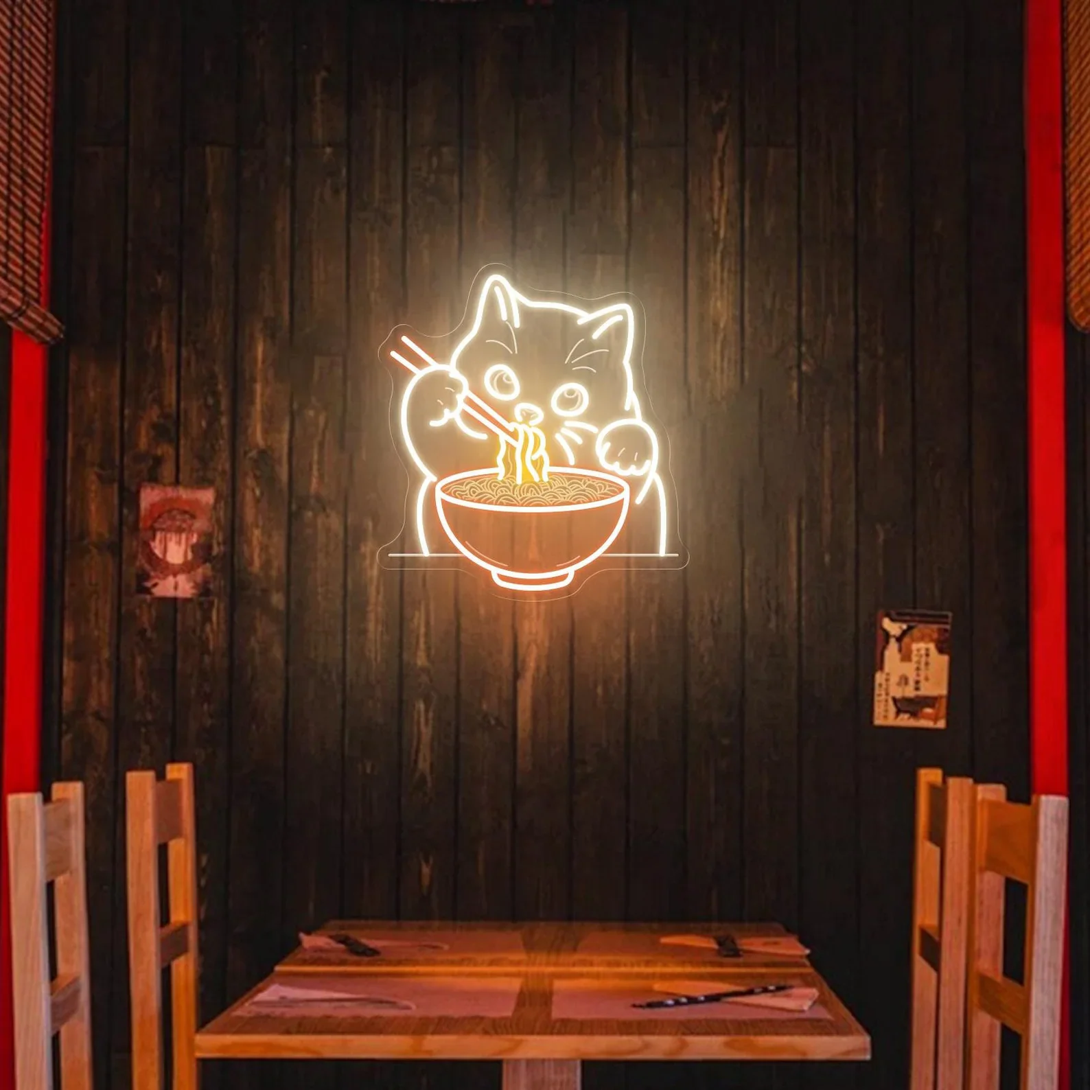 

Noodle Cat Neon Sign Ramen Cat Neon Sign Cat Lover Gift Kid Room Decor,Funny Cat Sign Kawaii Anime Decor