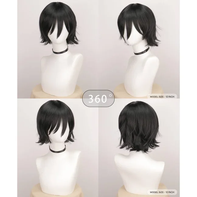 QQXCAIW Синтетический парик для косплея Красный Блондин Черный Розовый Волосы Короткий многослойный парик Высокотемпературное волокно Парики для мужчин и женщин Парик для вечеринок