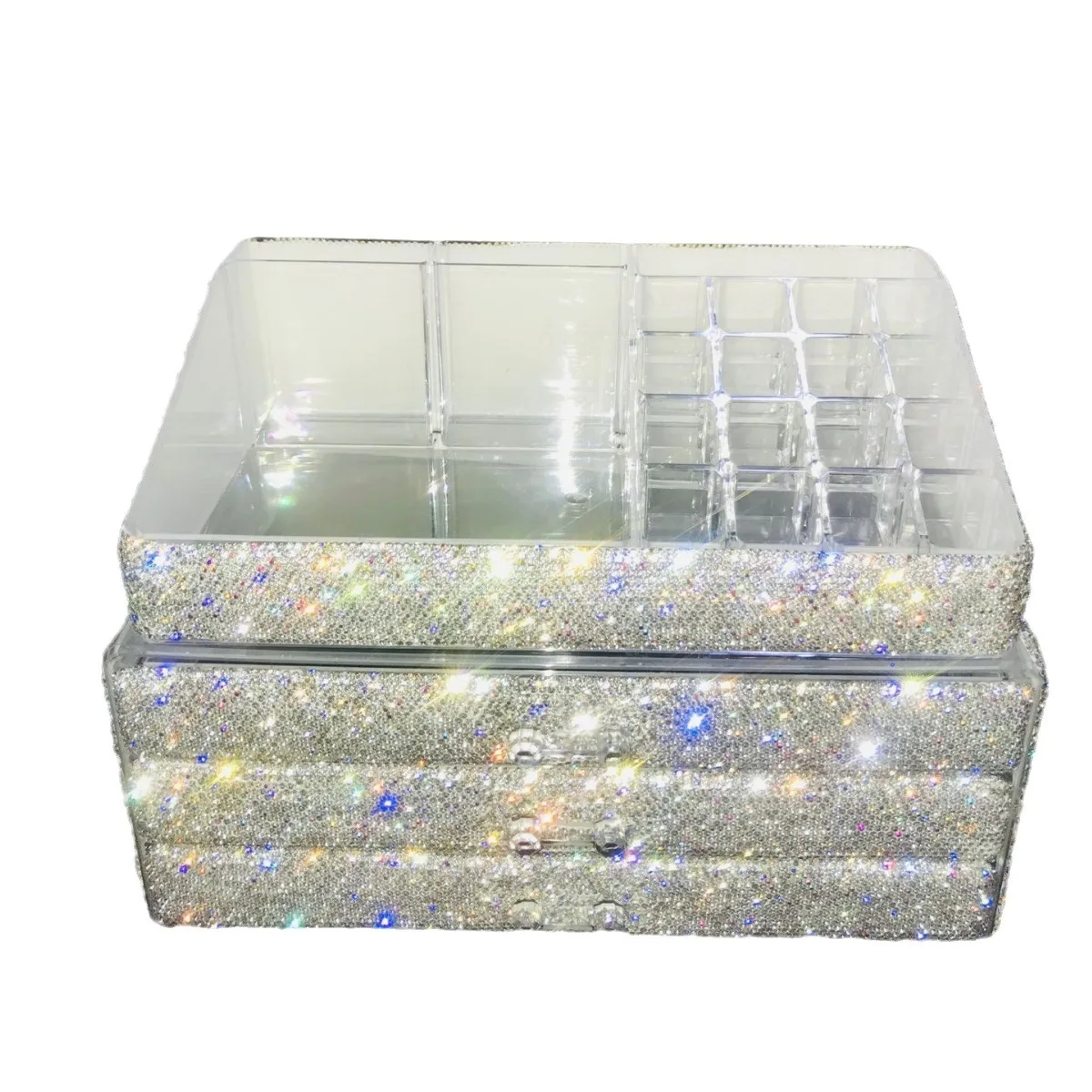 Acrylic Drawer Makeup Box Large Stackable Eyeshadow Cosmetic Case Bedroom Bathroom Desktop Jewelry Storage Organizer 4 Layers