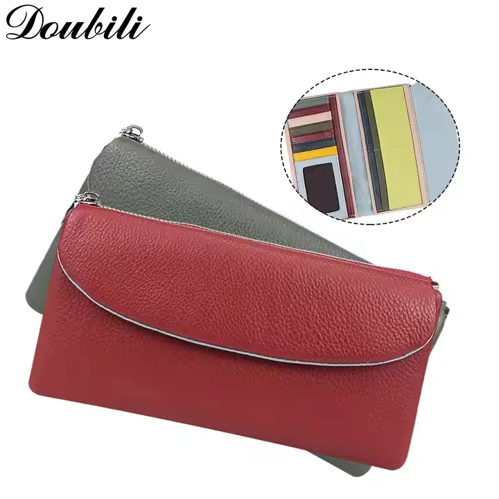 

Doubili Genuine leather wallet for women, solid color handbag for women