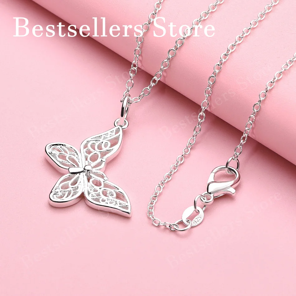 

Изысканное колье с подвеской в ​​форме бабочки из стерлингового серебра 925 пробы, длина 16-30 дюймов, для женских модных подарков, свадебных аксессуаров, ювелирных изделий
