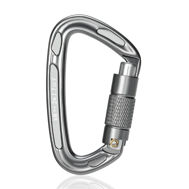 24KN Auto Lock Klettern Karabiner D Form Outdoor Bergsteigen Höhlenforschung Klettern Schnalle Sicherheit Sicherheit Master Schraube Haken