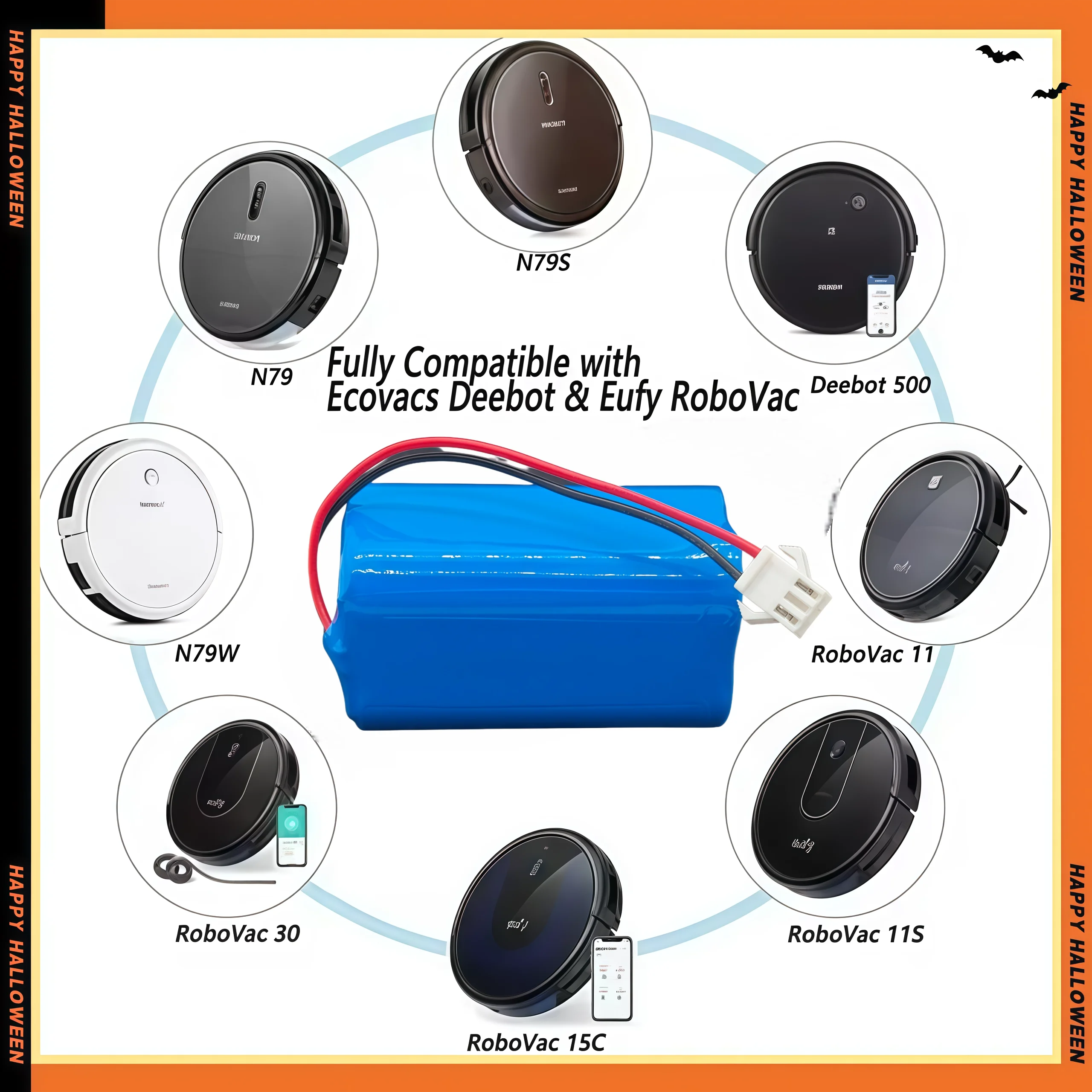 بطارية روبوت مفرغة جديدة 14.4 فولت، مناسبة لـ Conga Excellence 3500/950/990/1090/1790، Deebot N79S/N79/DN622، Eufy Robovac