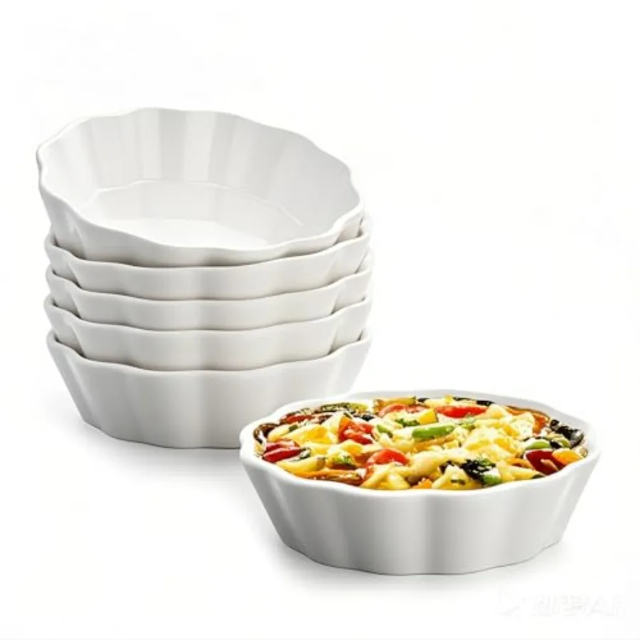 

12 Oz Ramekins Oven Safe, Small Baking Dish, Individual Mini Pie Pans for Quiche, Casseroles, Dessert, Tart, Creme Brulee, lasag
