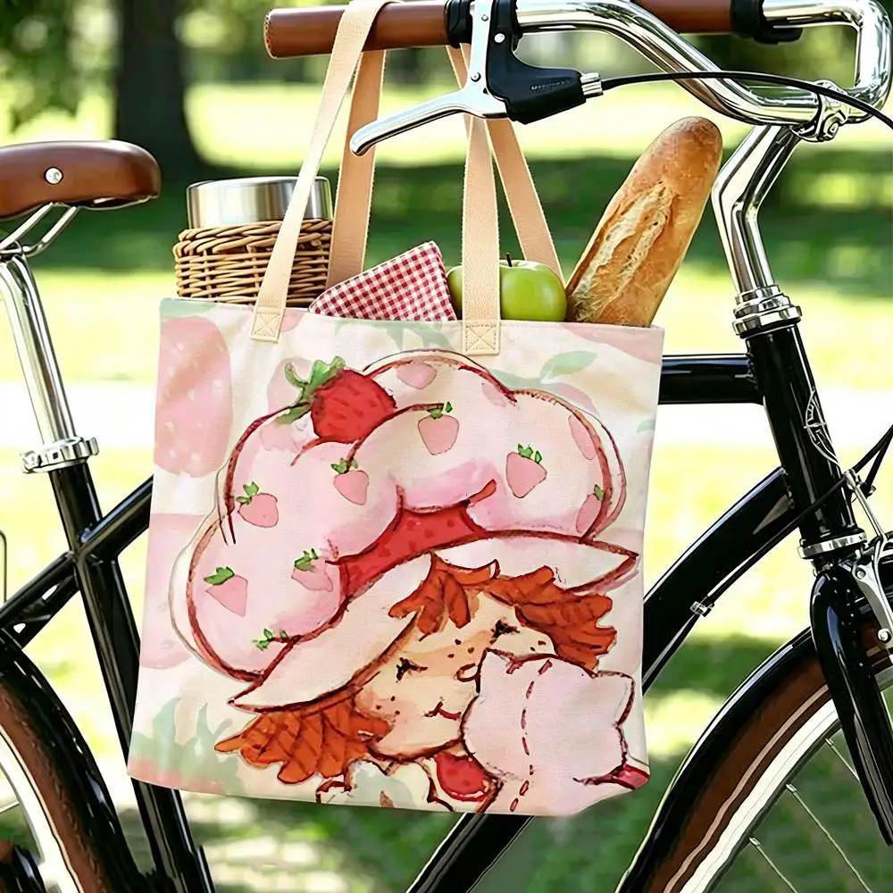 Animierte Strawberry Shortcake Tragetasche, Große Schultertasche, Damen-Freizeithandtasche für Arbeit, Schule und Einkaufen – Detail 13