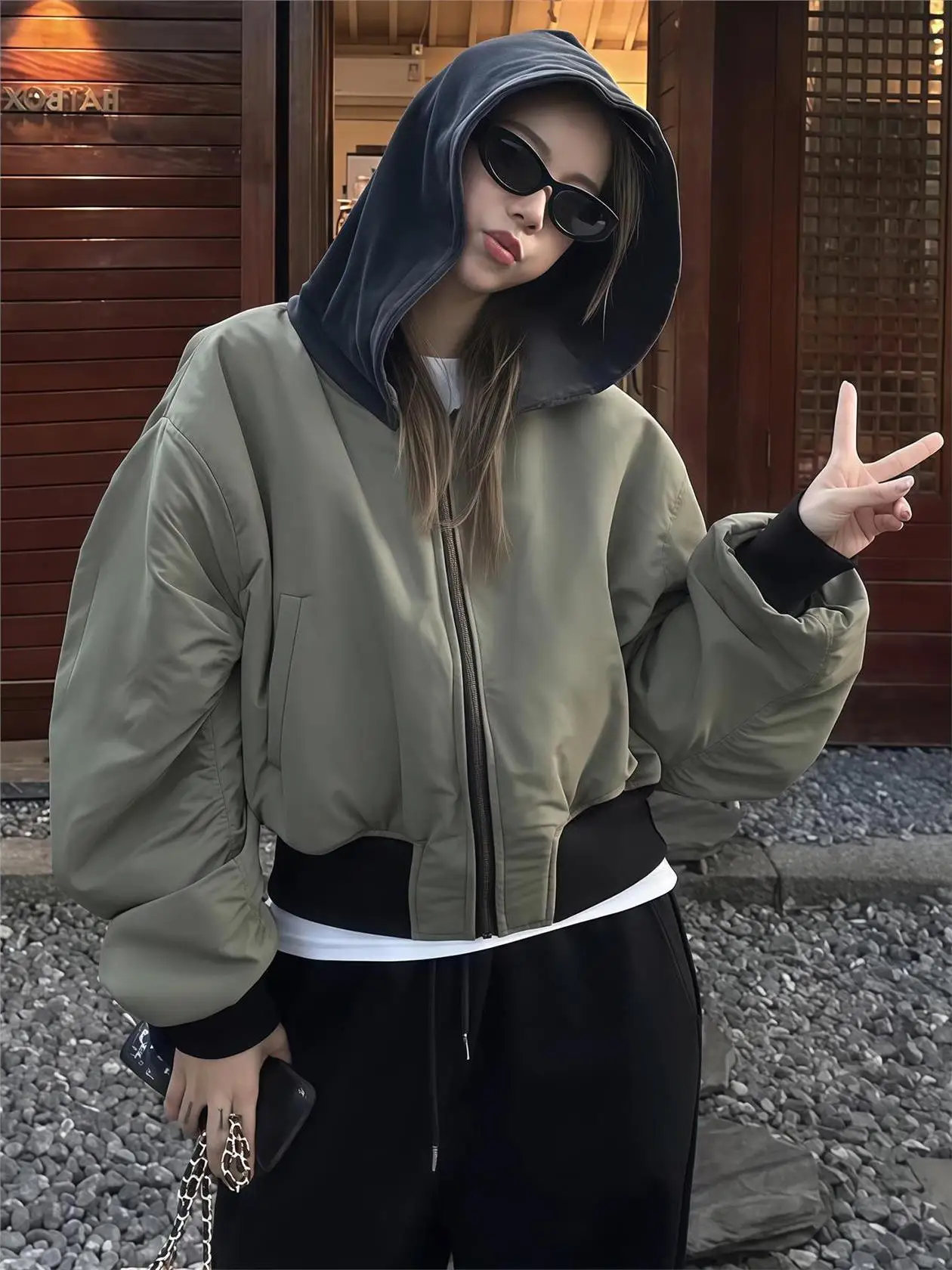 Dwustronna, luźna kurtka damska ze skóry ekologicznej, wiosenno-jesienna, nowa, w stylu koreańskim, z kapturem i zamkiem błyskawicznym.