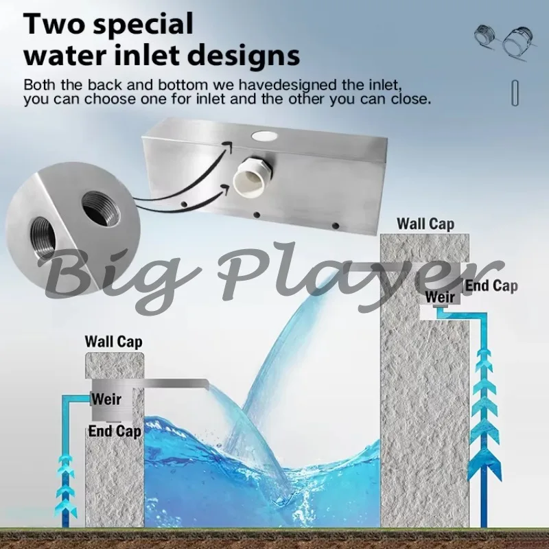 ديكور حديقة 12 فولت حوض سباحة من الفولاذ المقاوم للصدأ شلال شلال بركة Waterjet #2