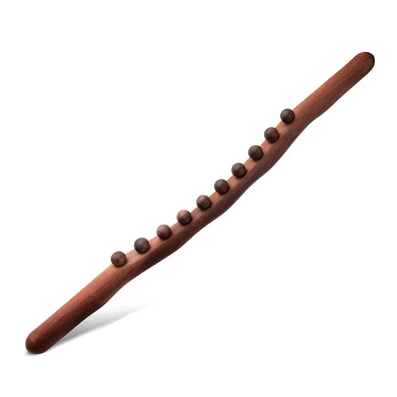 

A73U 10 Beads Guasha Scraping Stick Wooden Massage Tools For Neck And Back Pain Stomach Body Shaping Anticellulite Leg