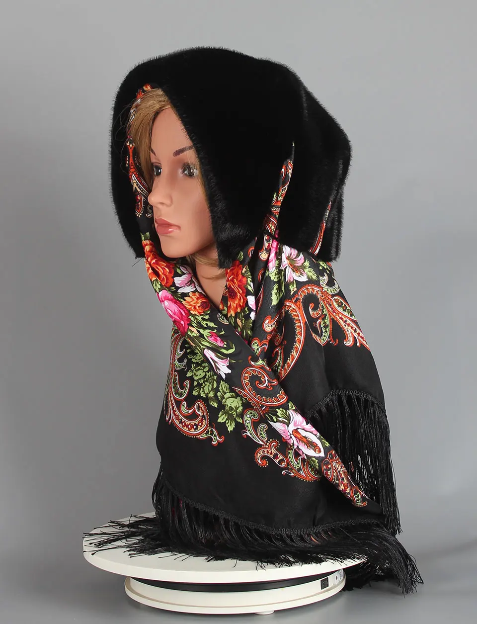 Faux Nerz Pelz Kapuze Hut für Frauen Winter Warm Luxus Full Pelt Faux Nerz Pelz Schal Hut Stilvolle Modische Weibliche Outdoor Headsca – Detail 6