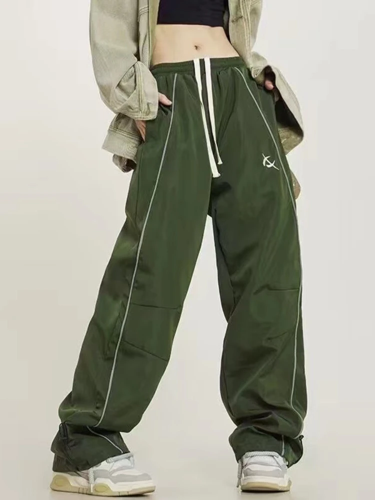 Y2K Casual Sweatpants Women Streetwear Harajuku Oversize Straight Parachute Pants American Hip Hop Wide Leg Joggers Trousers