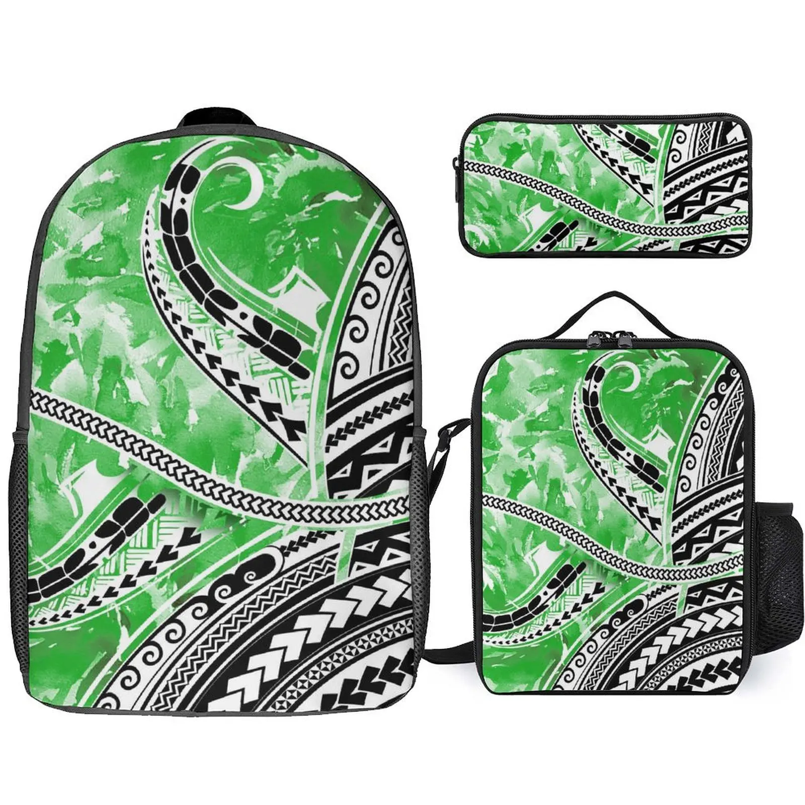 

Exquisite Schoolbag Printed Backpack And Meal Bag Pen Case Set The Best Gift Custom-Made Schoolbag Polynesian Fashion Flower Bag