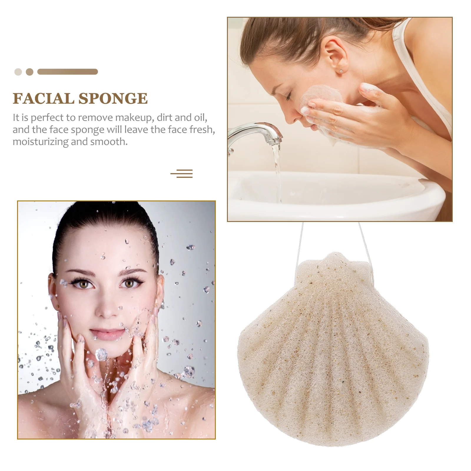 3 Pcs Sponge Face Wash Facial Cleaning Konjak Puff Sponges Makeup Removal Powder Water Drop