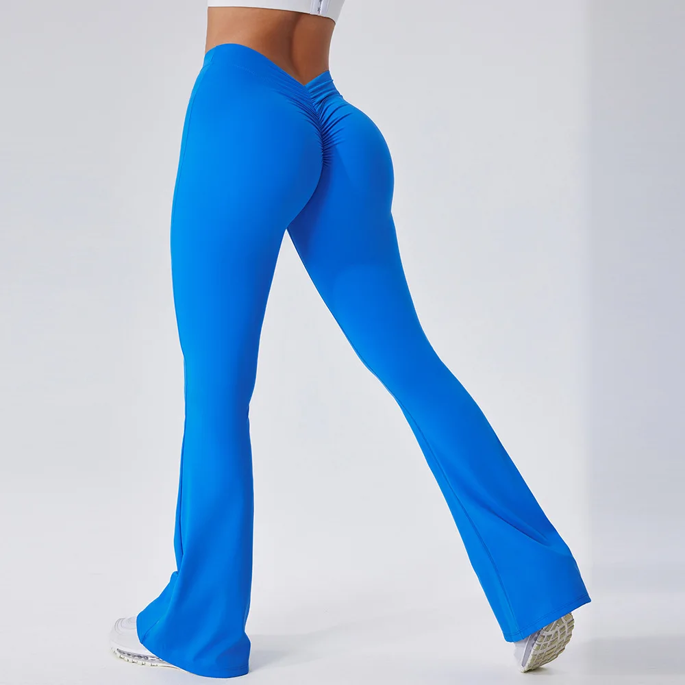 

Sexy V Back Scrunch Flare Leggings for Women, High Waist Push Up Yoga Pants, Stretchy Gym Fitness Trousers, Workout Clothes
