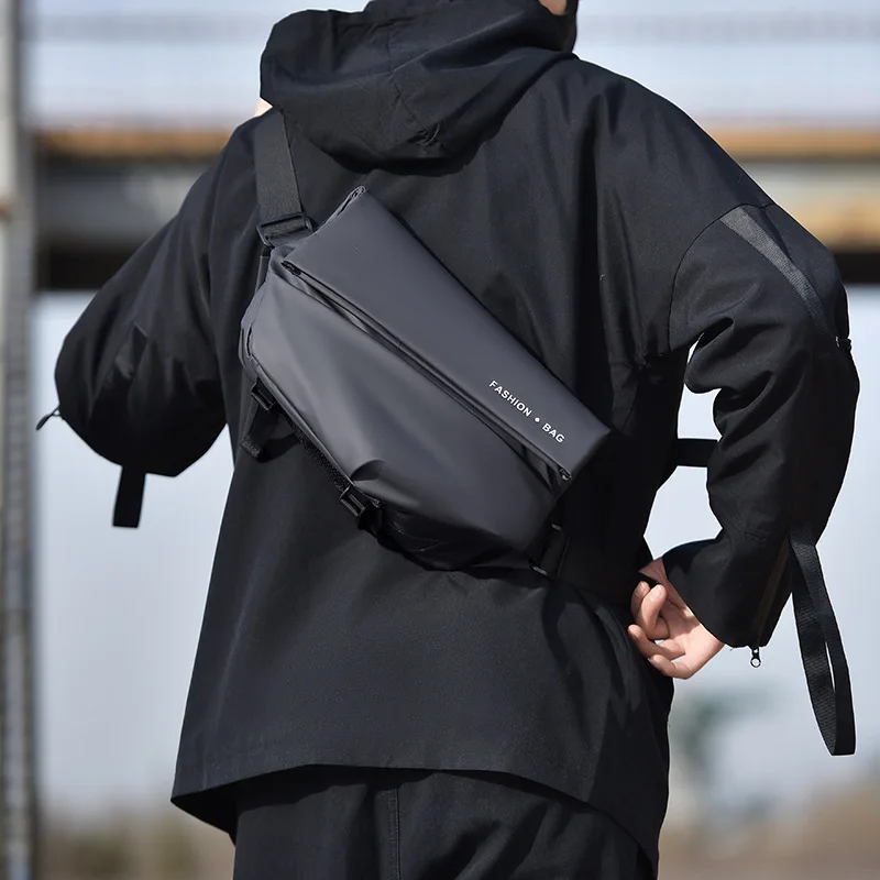 New Trendy Black Chest Bag Men's Oxford Cloth Small Shoulder Bag Crossbody Teenager Boy Sports Lightweight Waterproof Waist Bag